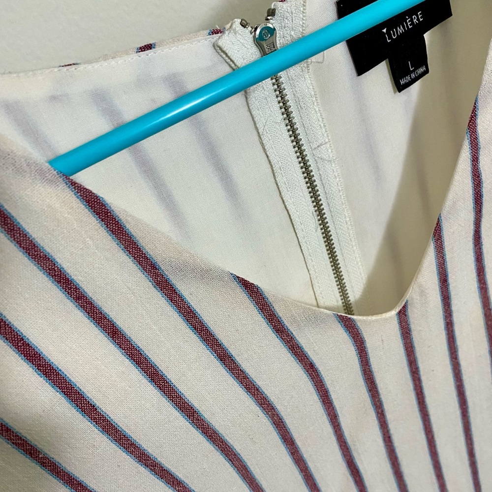 Pink and cream striped shift dress